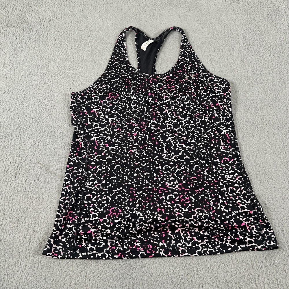 Under Armour Tank Top Womens Medium Black Print‎ Racerback Athletic Gym Running